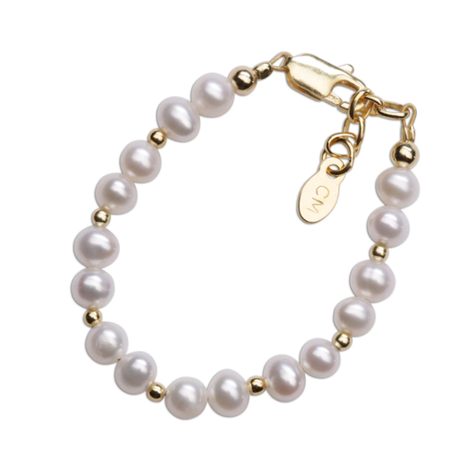 CHERISHED MOMENTS, LLC BRYNN GOLD-PLATED (OVER STERLING SILVER) BRACELET WITH WHITE FRESH WATER PEARLS