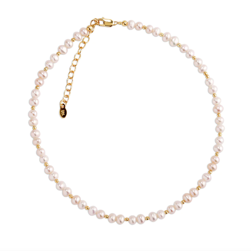 CHERISHED MOMENTS, LLC BRYNN 14K GOLD PLATED STERLING SILVER AND FRESHWATER PEARL BEADED NECKLACE