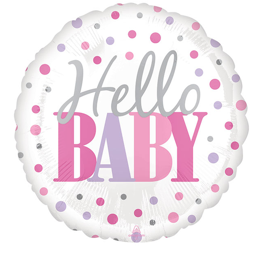 Hello Baby Pink Dots Balloon