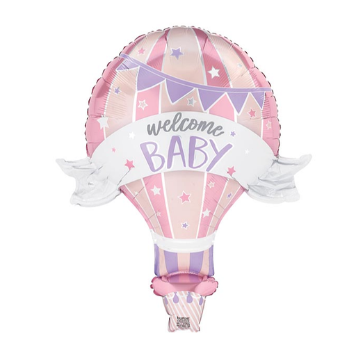 Pink Welcome Baby Hot Air Balloon 39"