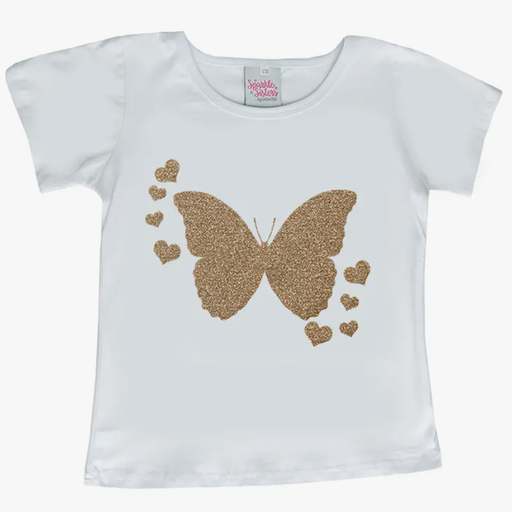 COUTURE CLIPS Gold Butterfly Short Sleeve Tshirt