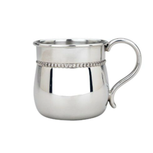 REED & BARTON BABY BEADS PEWTER BULGED CUP