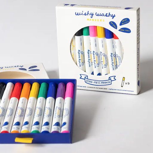 JAQ JAQ BIRD Wishy Washy Markers/ Set Of 9 Assorted Colors