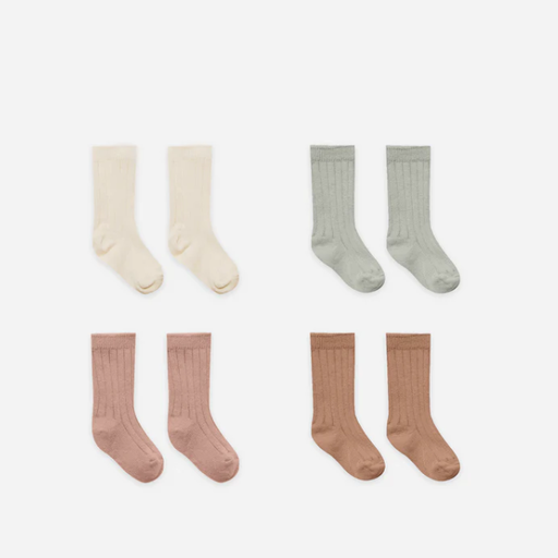 QUINCY MAE Socks, Set Of 4 | Ivory,Pistachio,Lilac,Clay