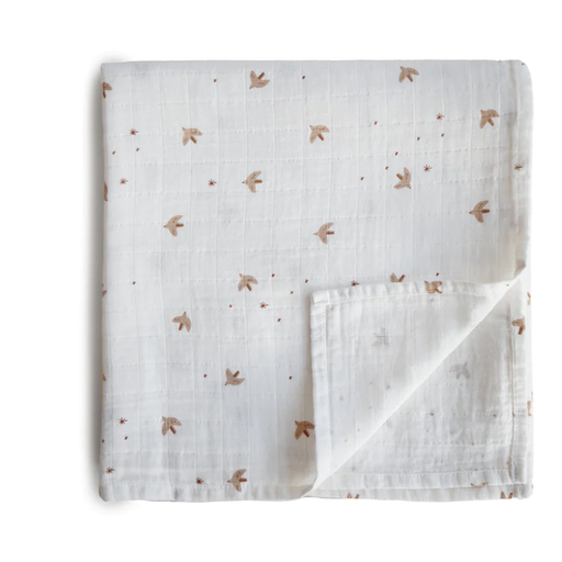 MUSHIE Organic Cotton Muslin Swaddle Blanket In Sparrow