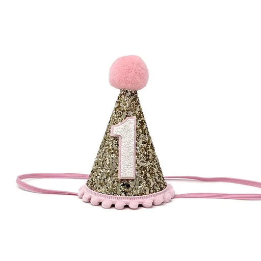 LITTLE BLUE OLIVE Pale Gold And Light Pink Party Hat