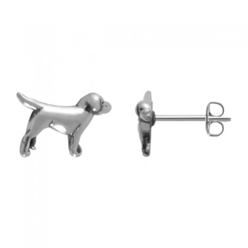 BOMA Sterling Silver Lab Dog Stud Earring