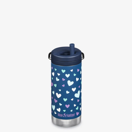 KLEAN KANTEEN 12Oz Tkwide Insulated Water Bottle With Twist Cap In Navy Hearts