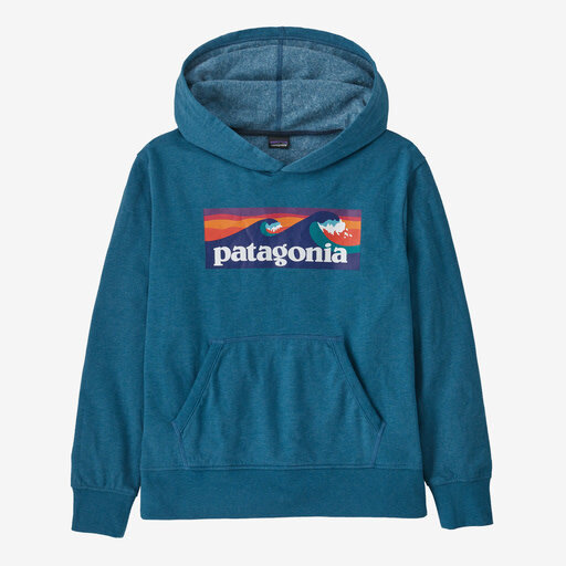 PATAGONIA Kid's Lightweight Graphic Hoody Sweatshirt In Boardshort Logo