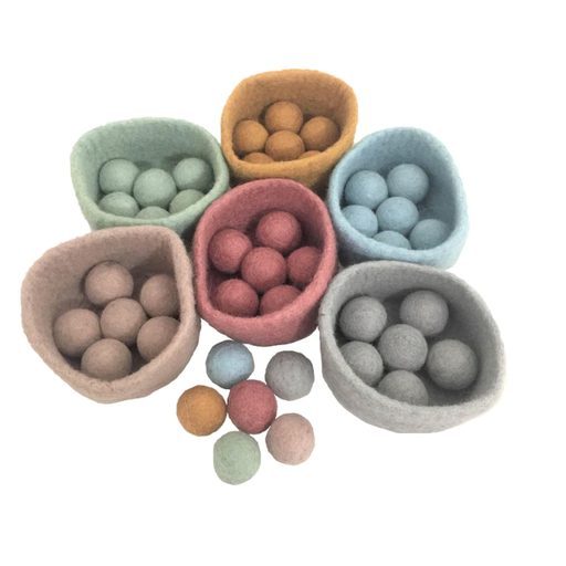 MAGIC FOREST LTD Earth Felt Balls And Bowls - Set Of 6