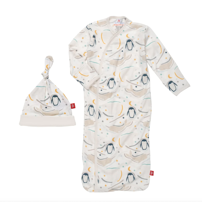MAGNETIC ME Wish You Whale Modal Magnetic Cozy Sleeper Gown And Hat Set