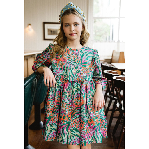 BRITON COURT Girls Willow Dress In Lime Punch