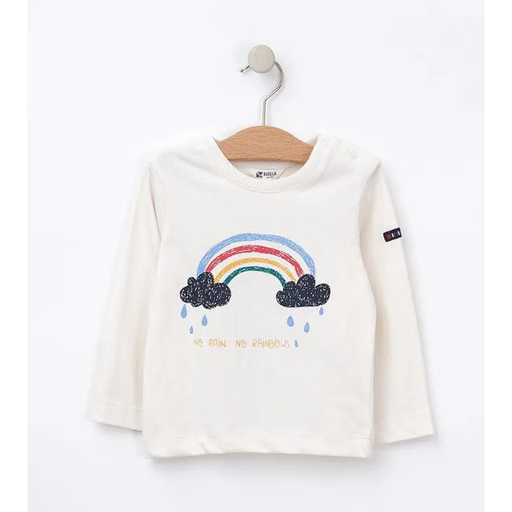 BATELA Long Sleeve Cotton T-Shirt "No Rain No Rainbows"