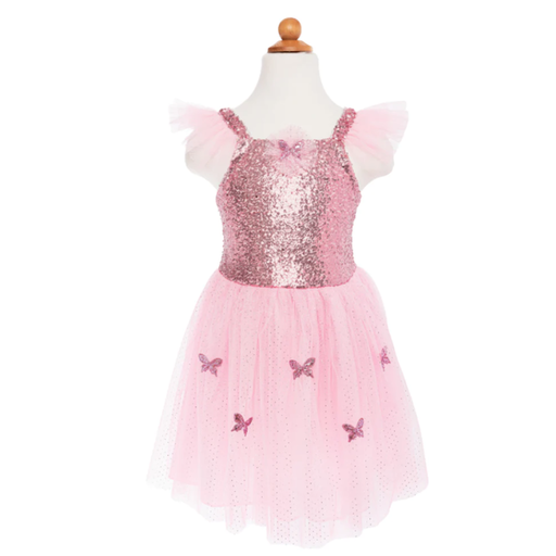 GREAT PRETENDERS Pink Sequins Butterfly Dress And Wings Size 5-7