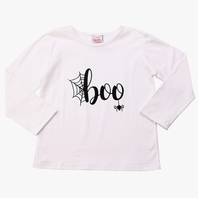 COUTURE CLIPS Spider Boo Long Sleeve Tee Shirt