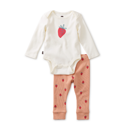 Tea Baby Bodysuit Outfit In Little Strawberries