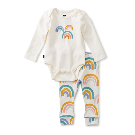Tea Baby Bodysuit Outfit In Painted Rainbow