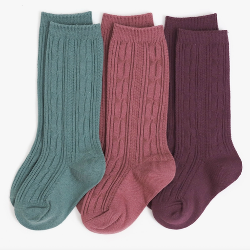 LITTLE STOCKING CO. Denali Cable Knit Knee High Socks 3 - Pack
