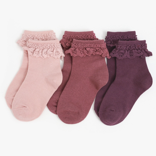 LITTLE STOCKING CO. Sugar Plum Lace Midi Sock 3 - Pack