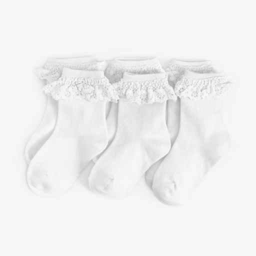 LITTLE STOCKING CO. White Lace Midi Sock 3 - Pack