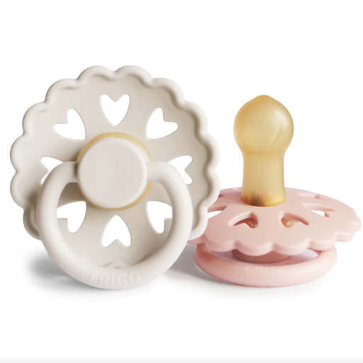 MUSHIE Frigg Andersen Fairytale Natural Rubber Baby Pacifier-0-6m and 6-18m - cream and blush - 2 Pack