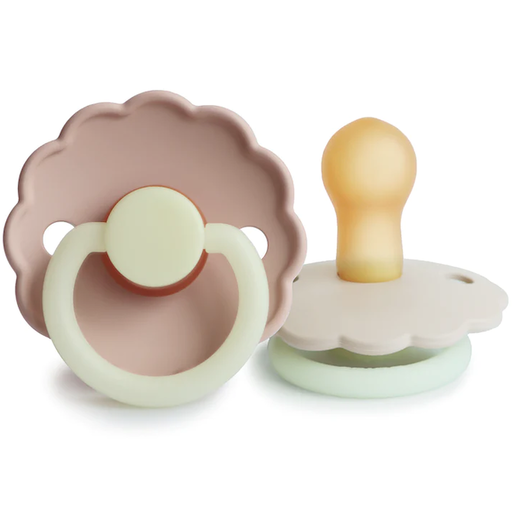 MUSHIE Frigg Daisy Night Natural Rubber Pacifier - 0-6m - blush/cream -2 Pack