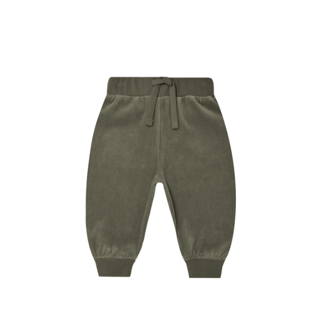 QUINCY MAE Velour Relaxed Sweatpant In Forest
