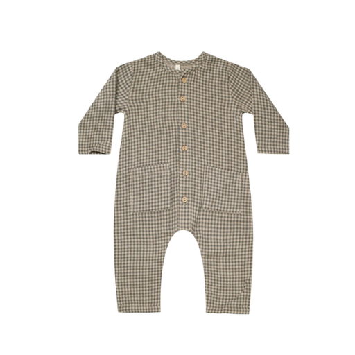 QUINCY MAE Pocketed Woven Jumpsuit In Micro Plaid