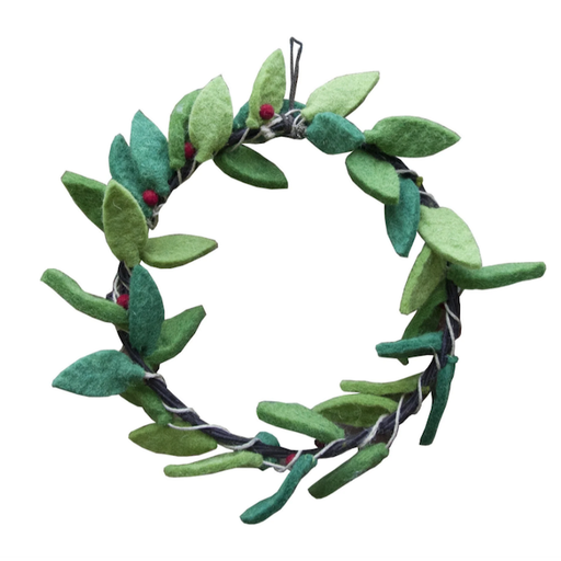 FIONA WALKER Felted Leaf And Berry Wreath 12"