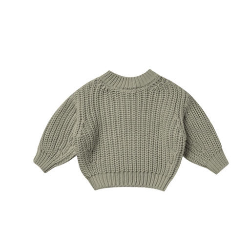 QUINCY MAE Chunky Knit Sweater In Basil