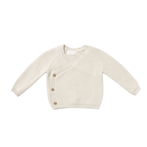 QUINCY MAE Knit Wrap Top for Babies - Sizes 0-3M, 3-6M, 6-12M - Natural - Made of 100% Organic Cotton