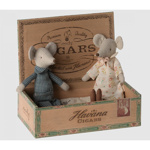 Maileg Grandma And Grandpa Mice In Cigarbox
