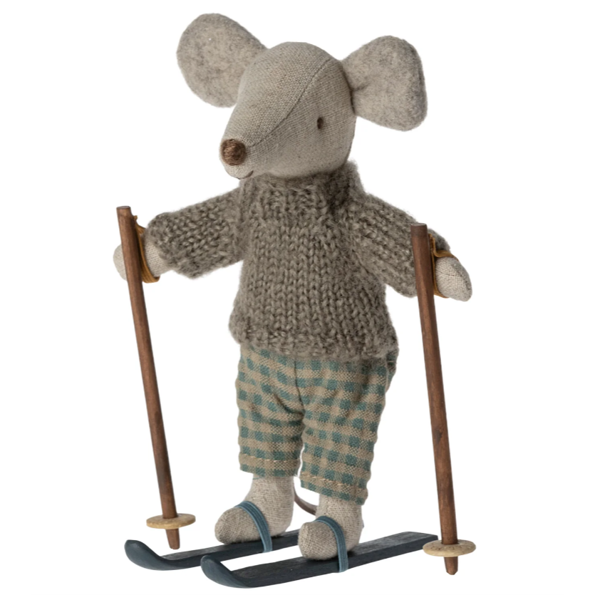 MAILEG Winter Mouse With Ski Set, Dad