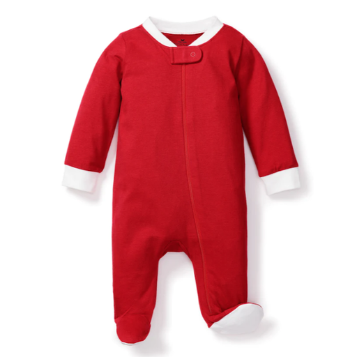 PETITE PLUME Red With White Collar Organic Romper