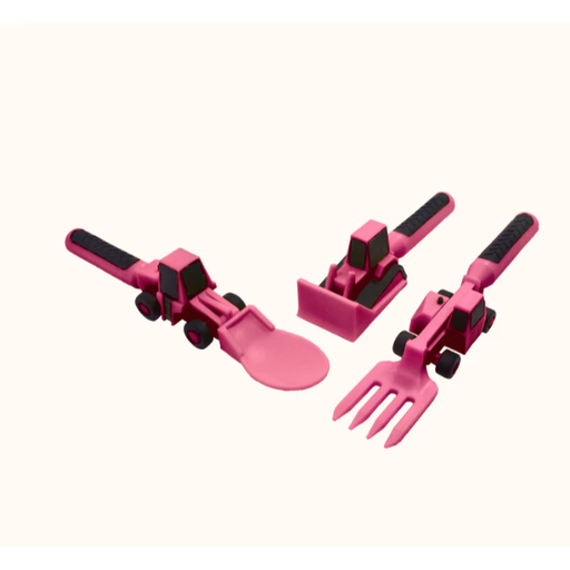 CONSTRUCTIVE EATING Set Of 3 Construction Utensils - Pink