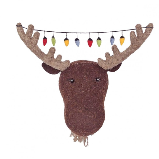 FIONA WALKER Mini Moose Head With Fairy Lights -  8.5"x 7.5"