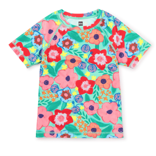 Tea Short Sleeve Rash Guard in Painterly Floral