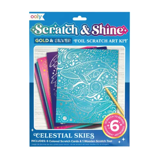 OOLY Scratch and Shine: Foil Scratch Art Kit - Celestial Skies