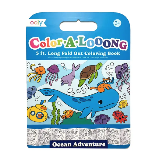 Only Color-A- Loong 5' Fold Out Kids Coloring Book - Ocean Adventures