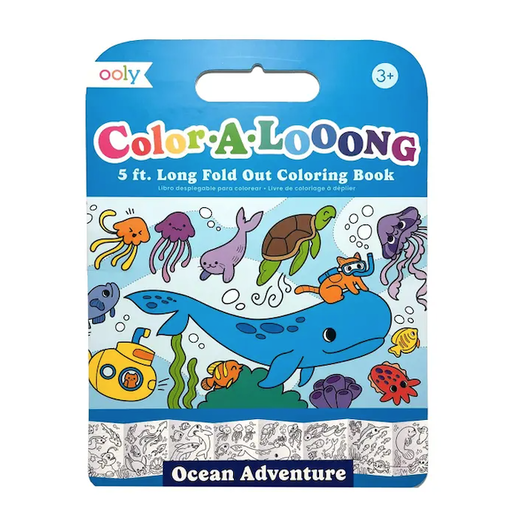 OOLY Color-A- Looong 5' Fold Out Kids Coloring Book - Ocean Adventures