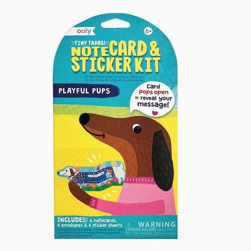 OOLY Tiny Tada! Note Cards & Sticker Set - Playful Pups