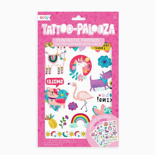 OOLY Tattoo Palooza: Funtastic Friends Glitter Temporary Tattoos -3 Sheets