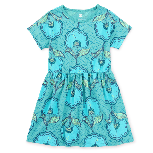 Tea Short Sleeve Twirl Dress in Hibiscus Wax Print