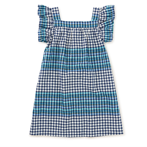 Tea Boat Neck Buttoned Woven Dress in Nairobi Plaid