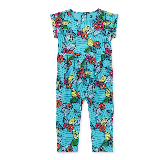 Tea Cuff Sleeve Baby Romper in African Jewel Floral