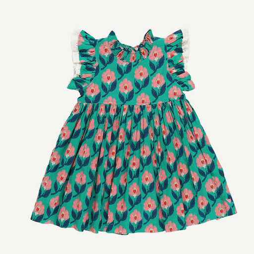 PINK CHICKEN Girls Leila Dress - Green Ikat Floral