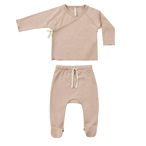 QUINCY MAE Wrap Top and Footed Pant Set
