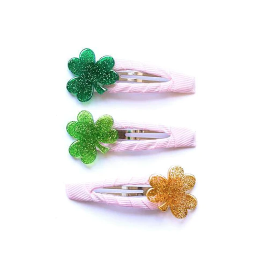 Lilies & Roses Lucky Charms Glitter Green Snap Clip