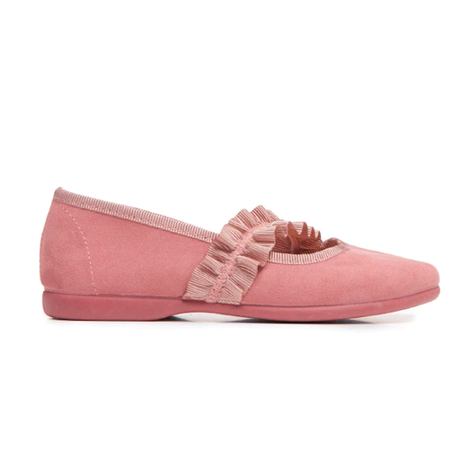 CHILDRENCHIC Suede Ruched Grosgrain Mary Jane Shoe