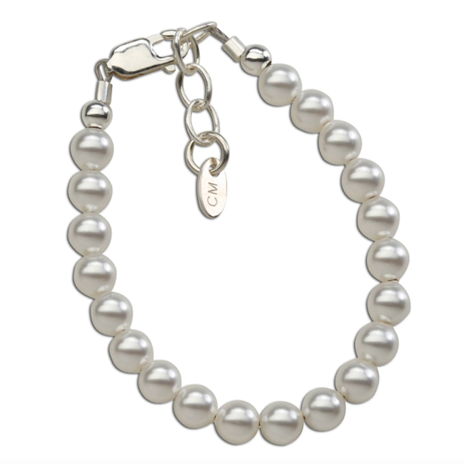 CHERISHED MOMENTS, LLC Serenity - Sterling Silver Pearl Baby Bracelet with Swarovski Pearls